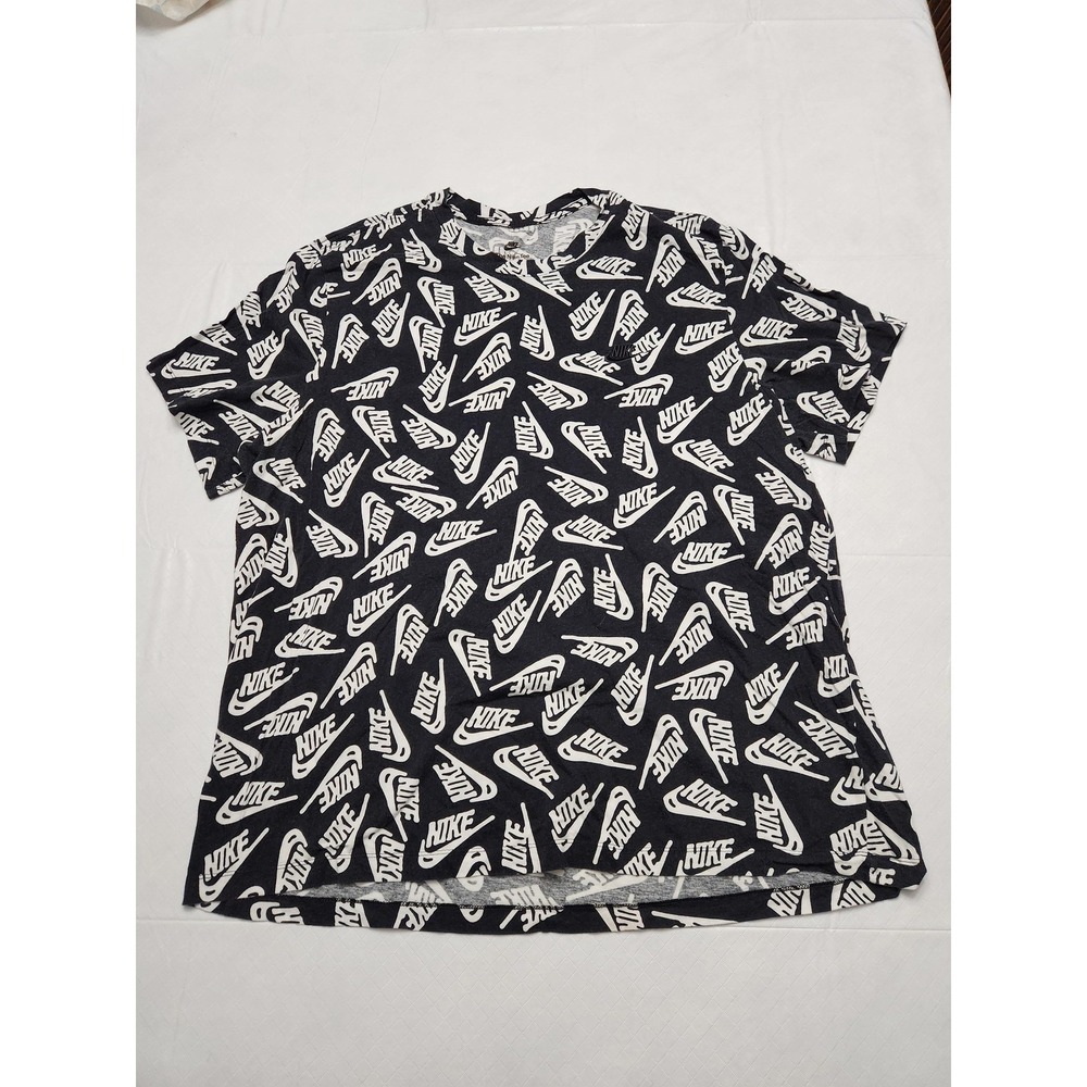 Nike Shirt Mens 3XL Black All Over Swoosh Logo The Nike Tee Cotton Print Graphic